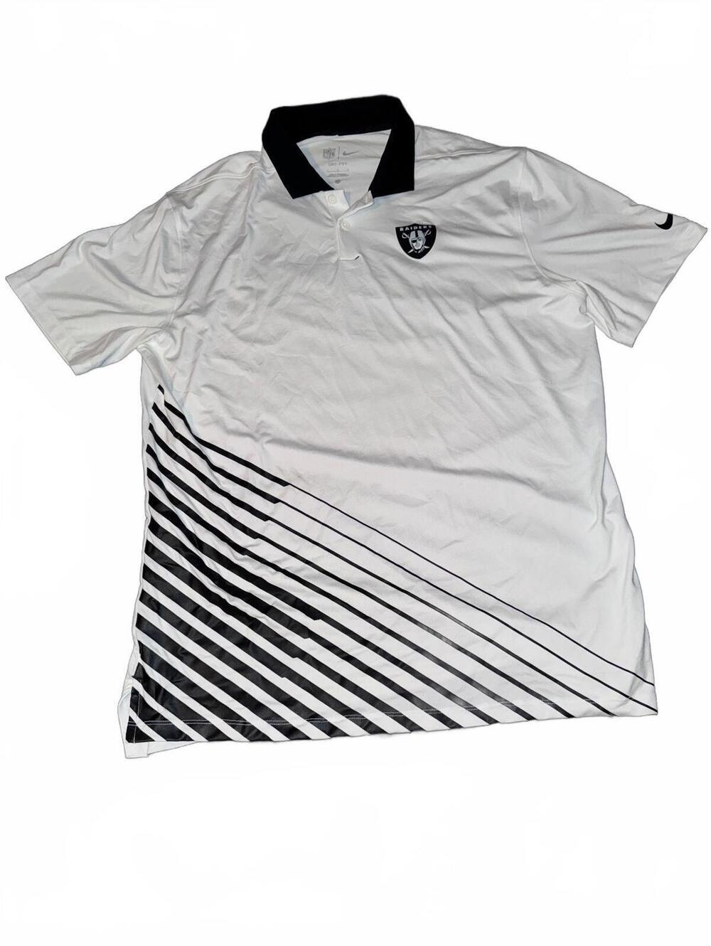 Nike NFL Raiders Dri-FIT Polo Shirt White Black Size Large